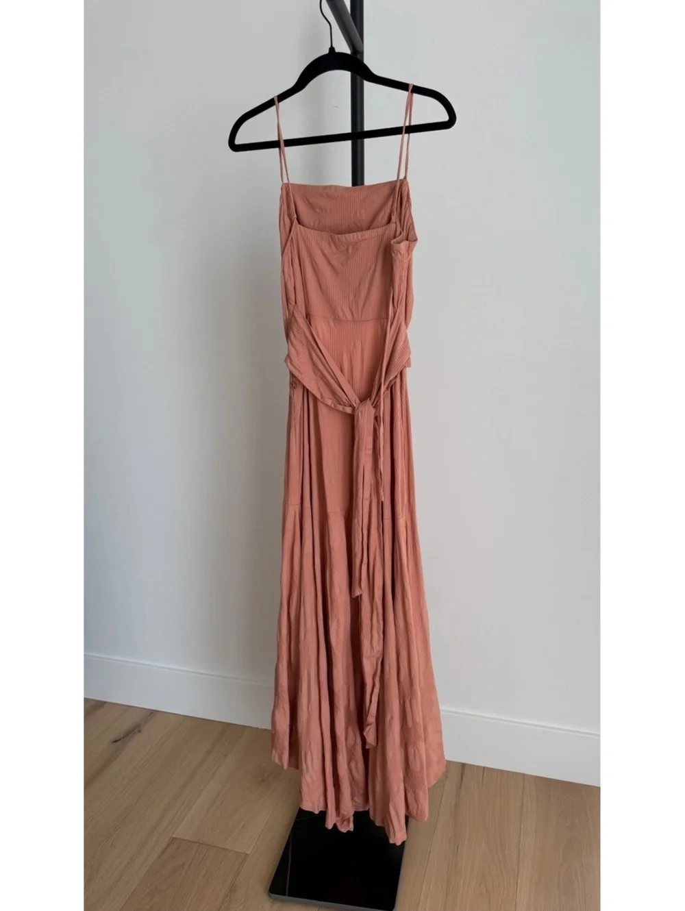 Free People Summer Ready Midi Dress Iced Chai Pink Cutout Ruched M